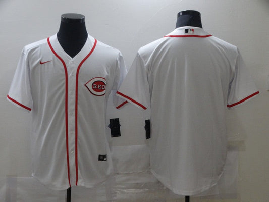Men's Cincinnati Reds White Home Blank Replica Jersey1