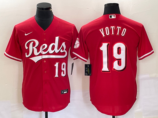 Men's Cincinnati Reds Joey Votto #19 Red Alternate Replica Jersey1