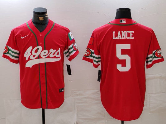 Men's San Francisco 49ers Trey Lance #5 Scarlet Player Game jersey