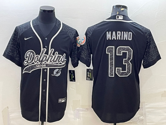 Men's Miami Dolphins Dan Marino #13 Black RFLCTV Limited jersey Joint Edition