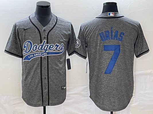 Men's Los Angeles Dodgers Julio Urias #7 Gray Game jersey Joint Edition