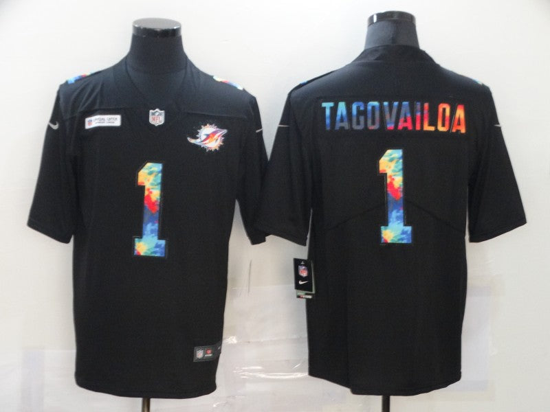 Men's Miami Dolphins Tua Tagovailoa #1 Black Player Game jersey