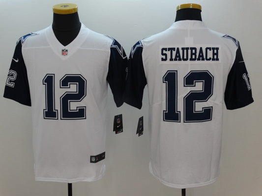 Men's Dallas Cowboys Roger Staubach #12 White Game Jersey1