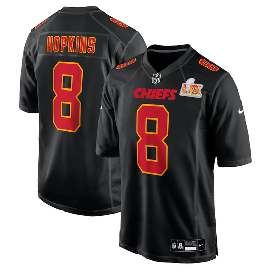 Men's Kansas City Chiefs DeAndre Hopkins #8 Carbon Black Super Bowl LIX Fashion Game jersey