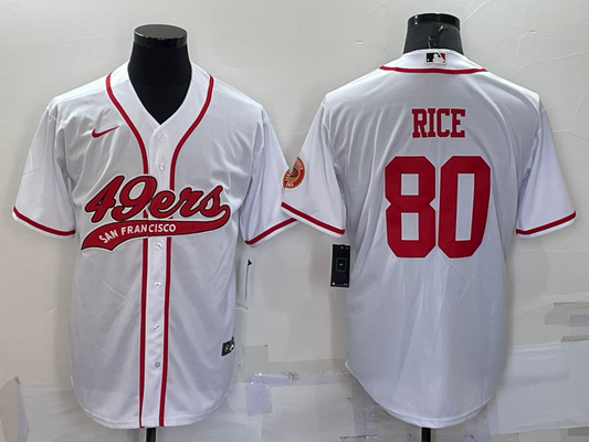 Men's San Francisco 49ers Jerry Rice #80 White Game jersey Joint Edition