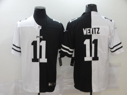 Men's Philadelphia Eagles Carson Wentz #11 Black/White Game jersey