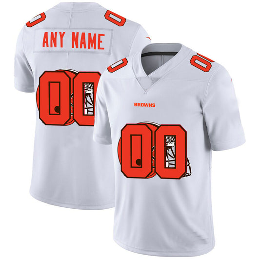 Custom1 Cleveland Browns White Team Big Logo Vapor Untouchable Limited Jersey1 Stitched American Football Jerseys