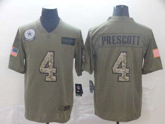 Men's Dallas Cowboys Dak Prescott #4 Brown Team Game Jersey1
