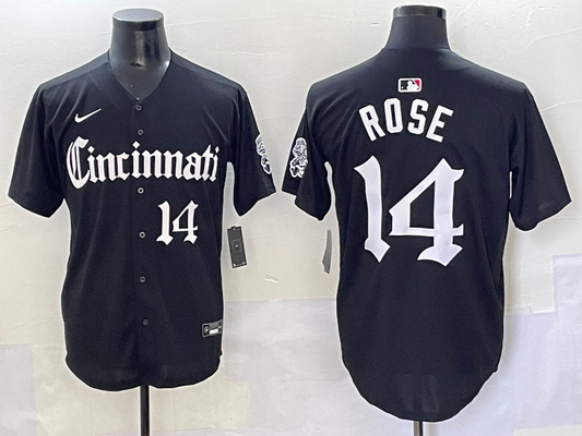 Men's Cincinnati Reds Pete Rose #14 Black Replica Player Jersey
