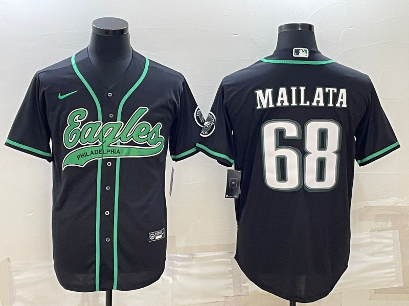 Men's Philadelphia Eagles Jordan Mailata #68 Black Game jersey Joint Edition