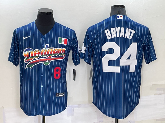 Men's Los Angeles Dodgers Kobe Bryant #8-24 Blue Stitched jersey