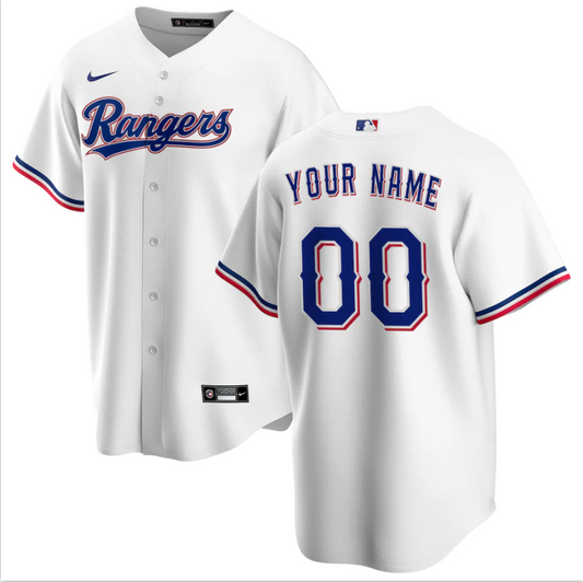 Men's Texas Rangers White Home Replica Custom jersey