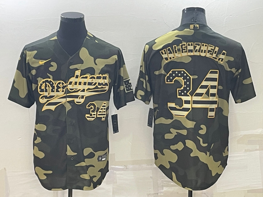 Men's Los Angeles Dodgers Fernando Valenzuela #34 Camouflage Replica Baseball jersey