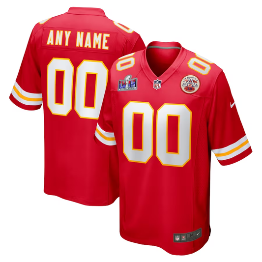 Men's Kansas City Chiefs Red Super Bowl LVIII Patch Custom Game jersey