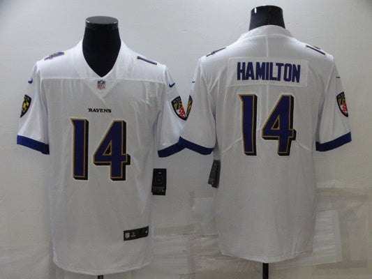 Men's Baltimore Ravens Kyle Hamilton #14 White Game Jersey1