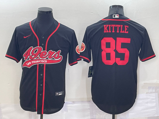 Men's San Francisco 49ers George Kittle #85 Black Game jersey Joint Edition