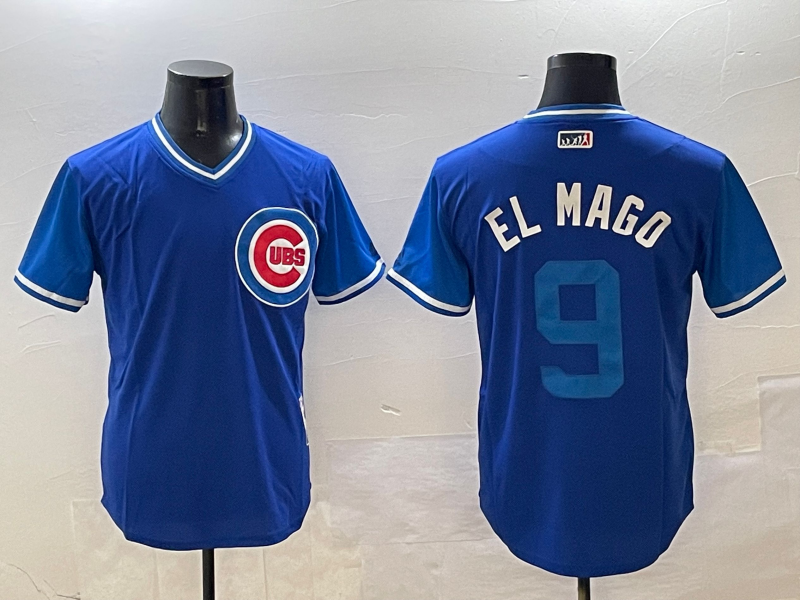 Men's Chicago Cubs Javier Baez #9 Royal Replica Player jersey