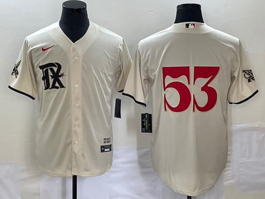 Men's Texas Rangers Adolis Garcia #53 Cream 2023 City Connect Replica Player Jersey1