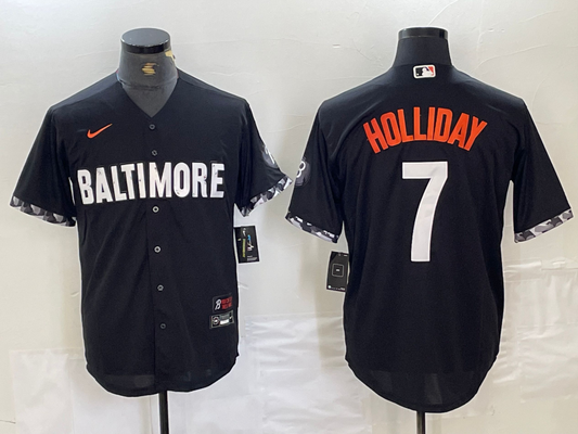 Men's Baltimore Orioles Jackson Holliday #7 Black City Connect Replica Player jersey