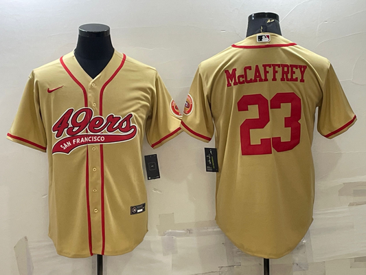Men's San Francisco 49ers Christian McCaffrey #23 Gold Game jersey Joint Edition