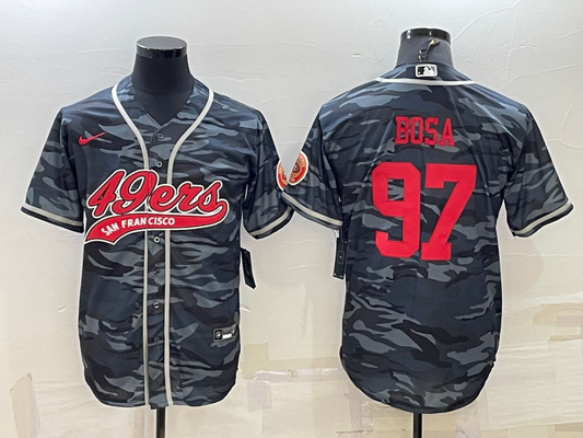 Men's San Francisco 49ers Nick Bosa #97 Grey Camouflage Player jersey Joint Edition