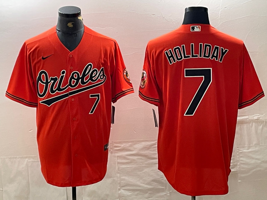 Men's Baltimore Orioles Jackson Holliday #7 Orange Replica Player jersey