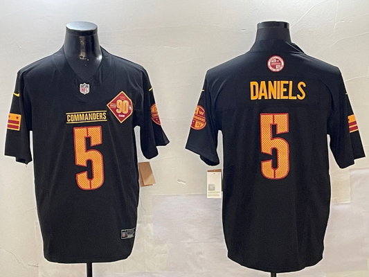 Men's Washington Commanders Jayden Daniels #5 Carbon Black Fashion jersey