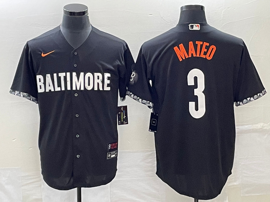 Men's Baltimore Orioles Jorge Mateo #3 Black 2023 City Connect Replica Player jersey