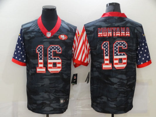 Men's San Francisco 49ers Joe Montana #16 Gray Camouflage Game Player jersey
