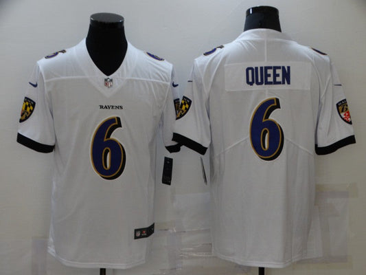 Men's Baltimore Ravens Patrick Queen #6 White Game Jersey1