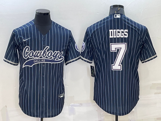 Men's Dallas Cowboys Trevon Diggs #7 Navy Player Jersey1 Joint Edition