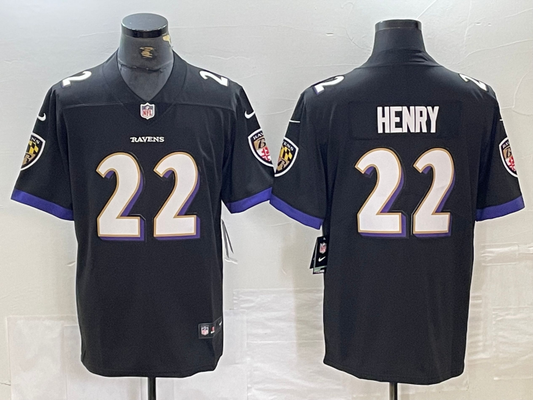 Men's Baltimore Ravens Derrick Henry #22 Black Game Player Jersey1