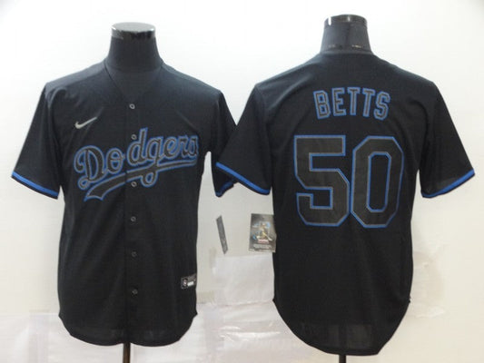 Men's Los Angeles Dodgers Mookie Betts #50 Black Stitched Game Jersey1