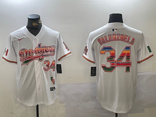 Men's Los Angeles Dodgers Fernando Valenzuela White Game Player Jersey1