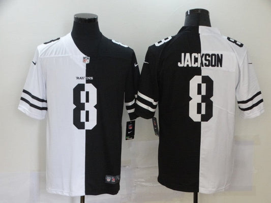 Men's Baltimore Ravens Lamar Jackson #8 Black/White Game Jersey1
