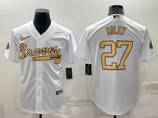 Men's Atlanta Braves Austin Riley #27 White Stitched jersey