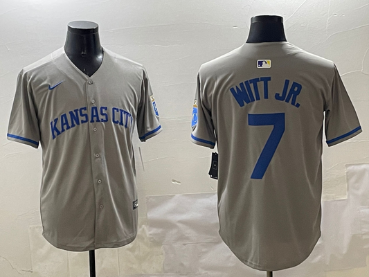 Men's Kansas City Royals Bobby Witt Jr. #7 Gray Limited Player jersey