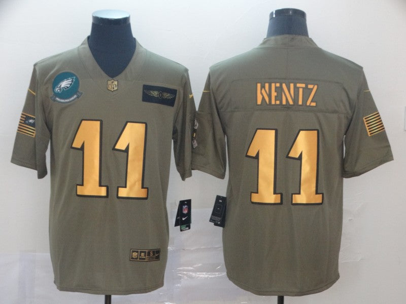 Men's Philadelphia Eagles Carson Wentz #11 Brown Game jersey