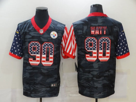 Men's Pittsburgh Steelers T.J. Watt #90 Gray Camouflage Game Player jersey