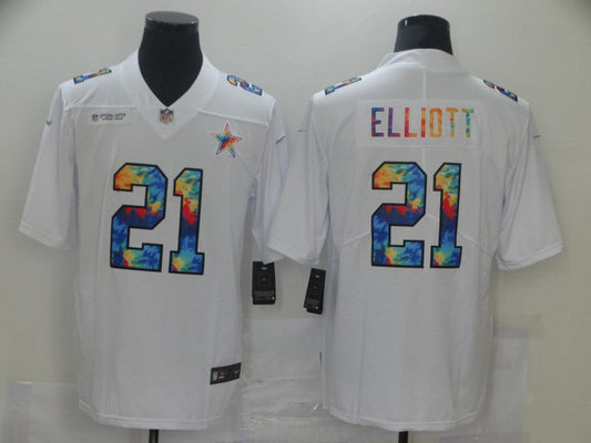 Men's Dallas Cowboys Ezekiel Elliott #21 White Game Player Jersey1