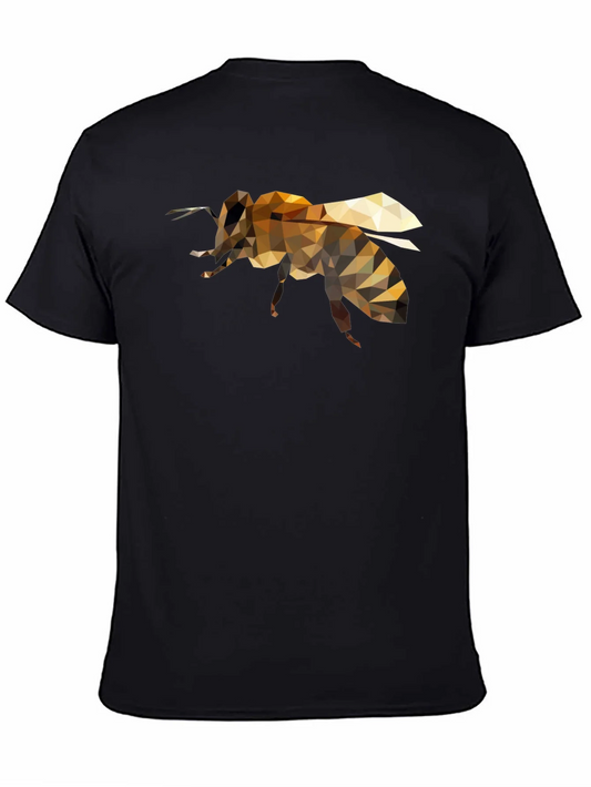 Geometric Bee Graphic Black T-Shirt