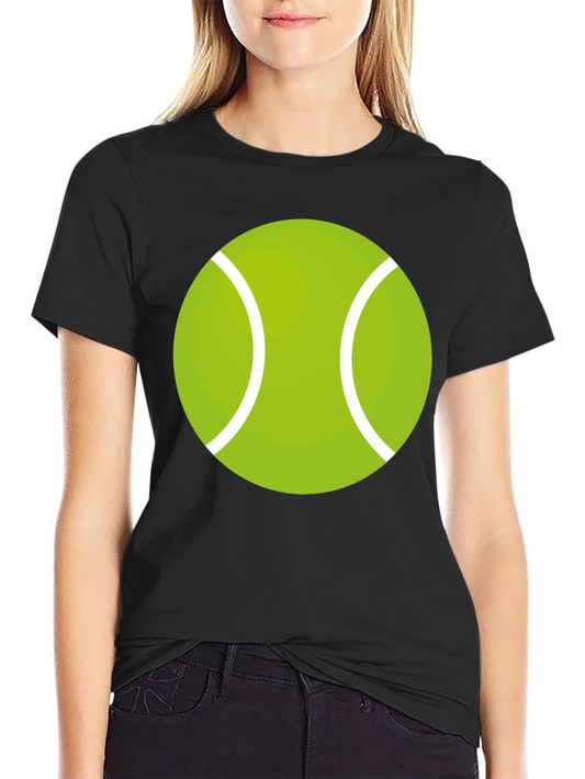 Tennis Ball Graphic Tee - Black Cotton Casual Shirt
