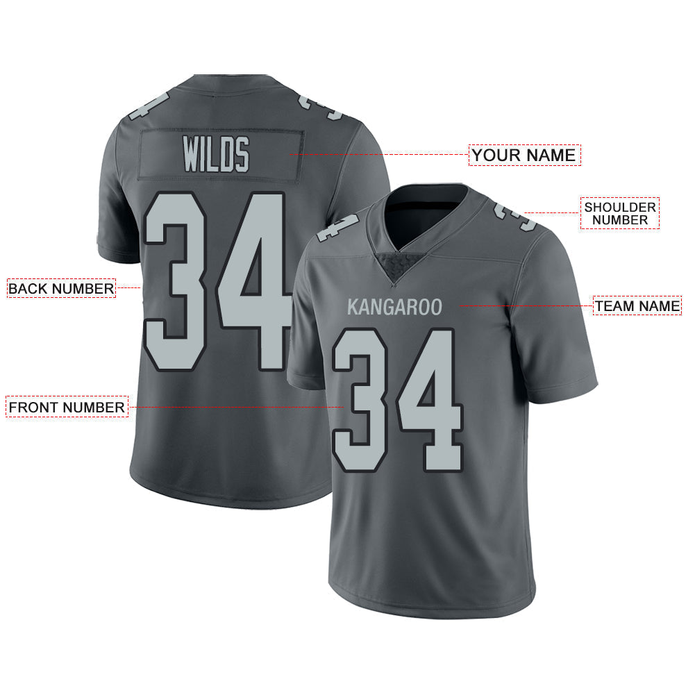Custom L.Raiders Stitched American Football Jerseys Personalize Birthday Gifts Grey Jersey
