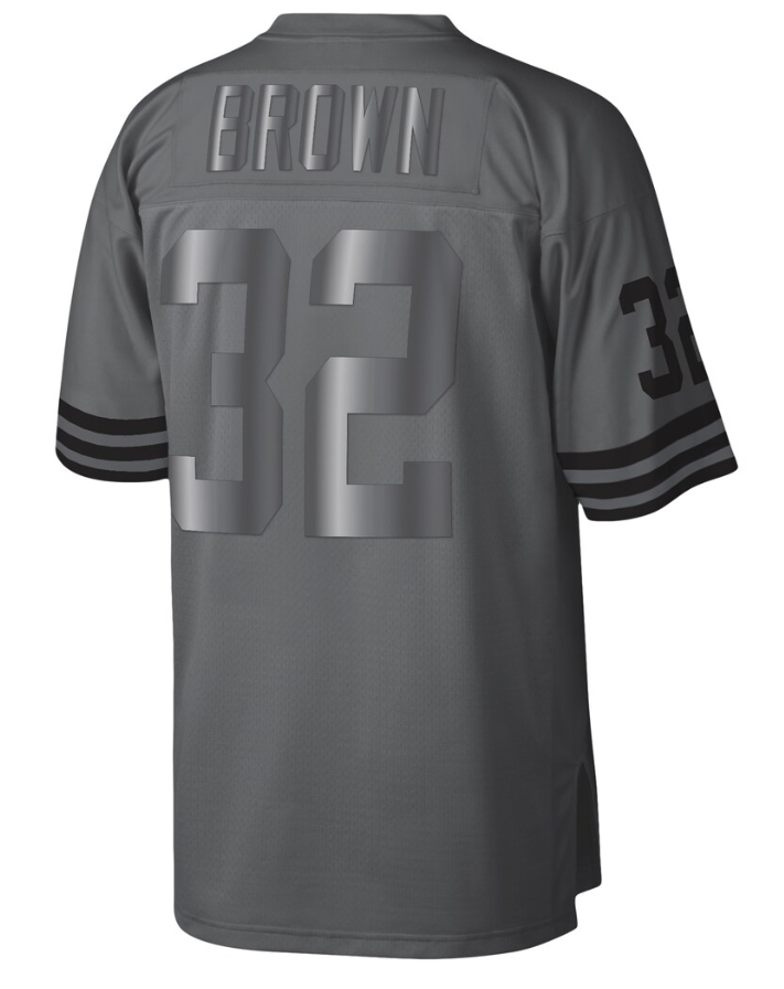 C.Browns #32 Jim Brown Mitchell & Ness Charcoal 1963 Retired Player Metal Legacy Jersey Stitched American Football Jerseys