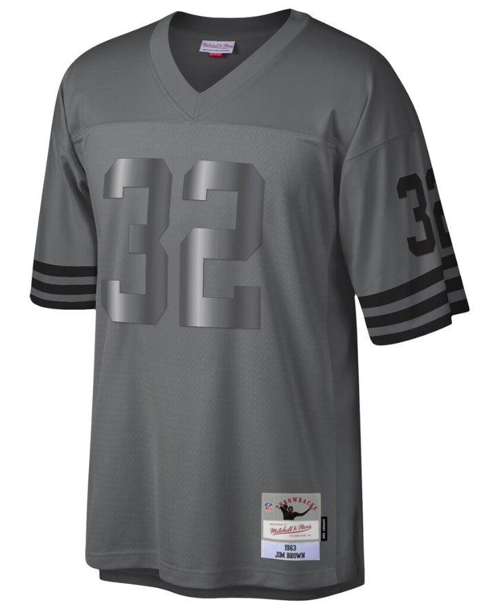 C.Browns #32 Jim Brown Mitchell & Ness Charcoal 1963 Retired Player Metal Legacy Jersey Stitched American Football Jerseys