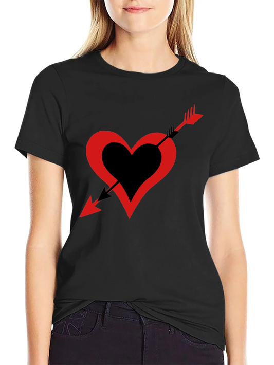 Heart Arrow Graphic Tee - Black Casual Shirt