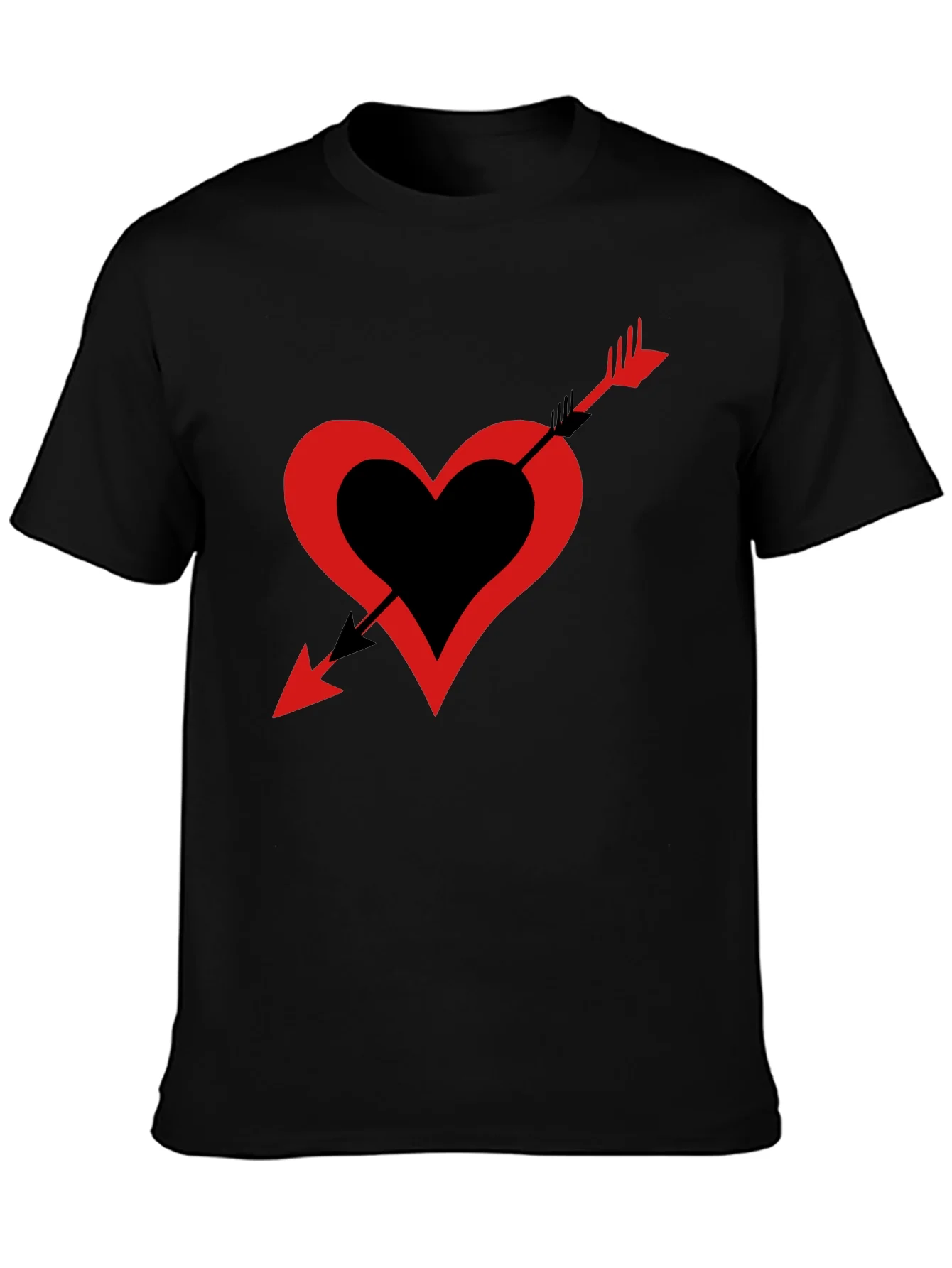 Heart Arrow Graphic Tee - Black Casual Shirt